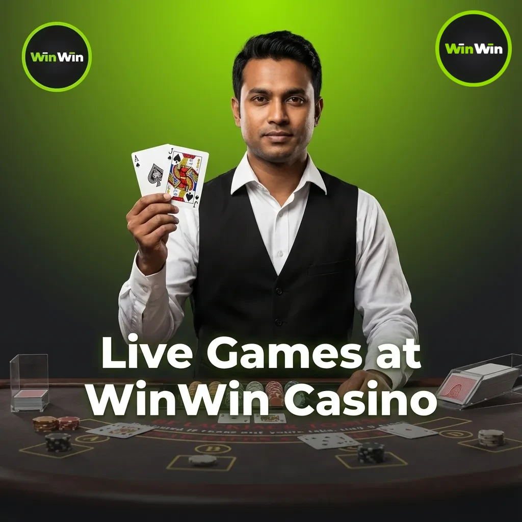 WinWin Casino live lobby with 200+ games: roulette, blackjack, baccarat, poker, and TV game shows on desktop and mobile.