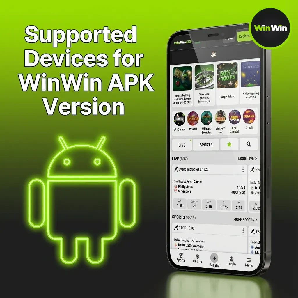 WinWin APK supported devices: Samsung, Sony, Huawei, OnePlus, Oppo, Google Pixel, Xiaomi, Poco; Android 7.0+ required.