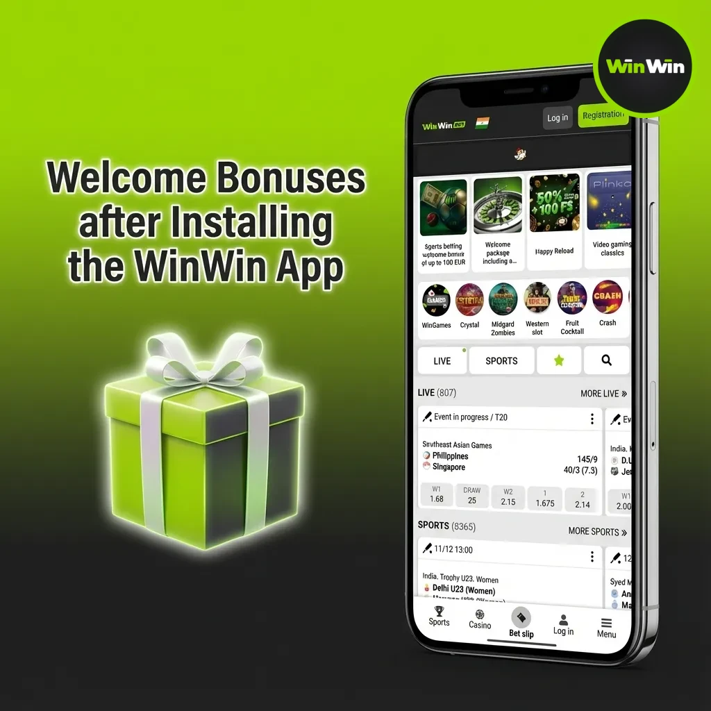 WinWin app welcome bonuses: up to 200% deposit bonus + 150 free spins, reload offers, odds boosts, VIP perks. T&Cs apply.