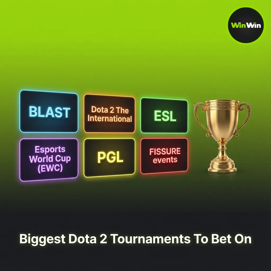 Poster of biggest Dota 2 tournaments to bet on: TI, BLAST, ESL, EWC, PGL, FISSURE; SEA times suit Bangladesh evenings.
