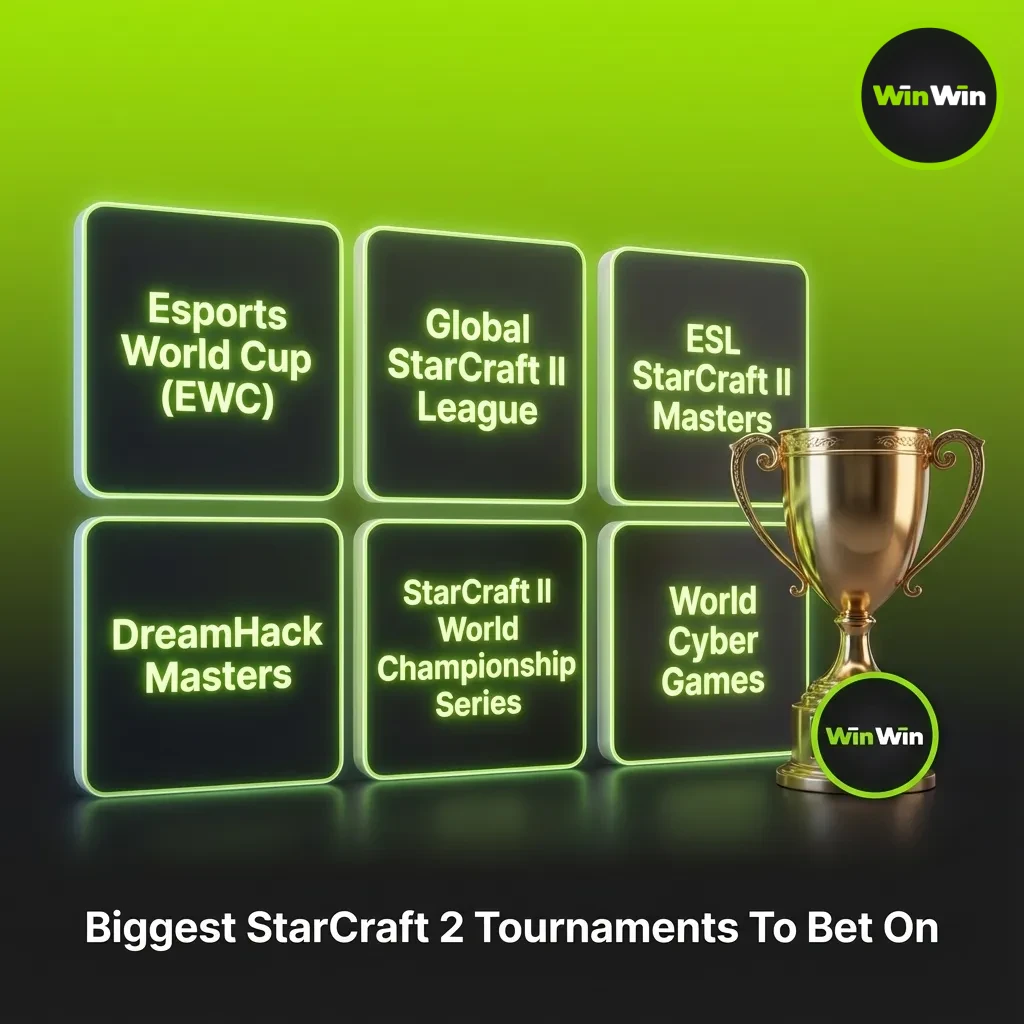 List of major StarCraft II tournaments for betting: EWC, GSL, ESL Masters, IEM Katowice, TSL, DreamHack, WTL, EPT.