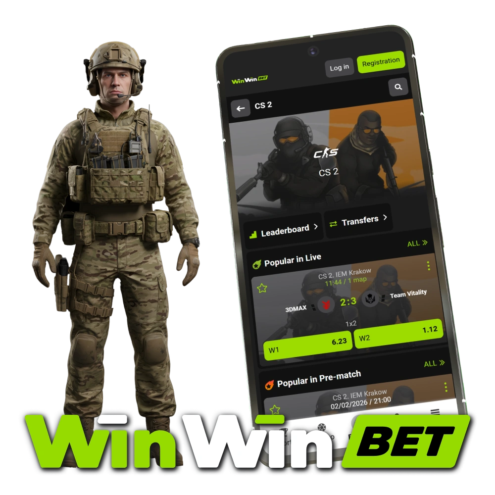 Join WinWin CS2 betting action and win on tactical shooter rounds.
