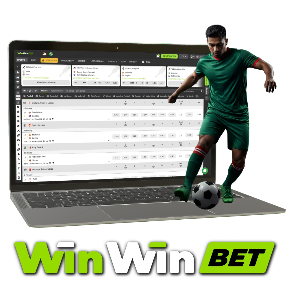 Start WinWin Football betting on international leagues and local championship games.