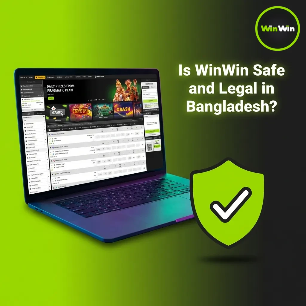 WinWin betting platform logo with Curaçao license badge and security shield icon representing safe online gaming