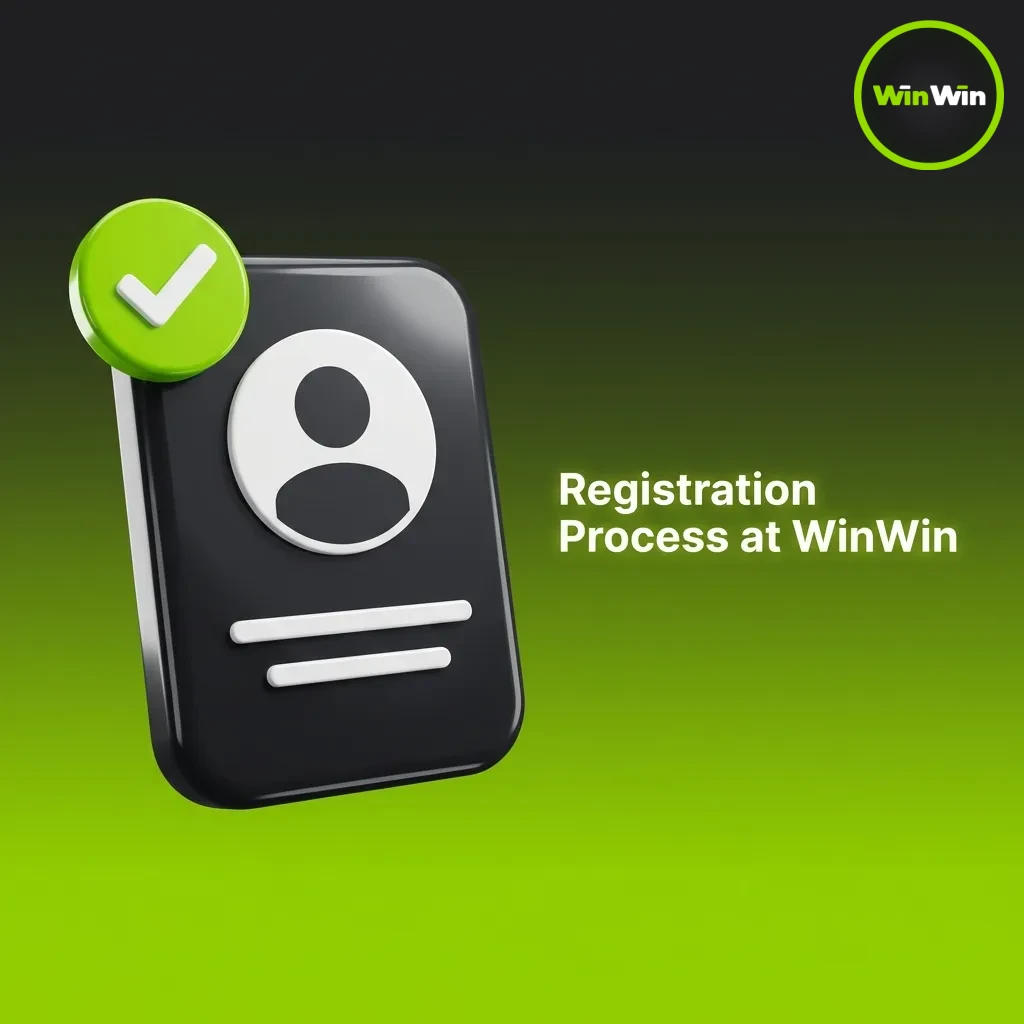 Quick WinWin registration guide showing 5 steps: sign-up button, method selection, details form, verification, and login process