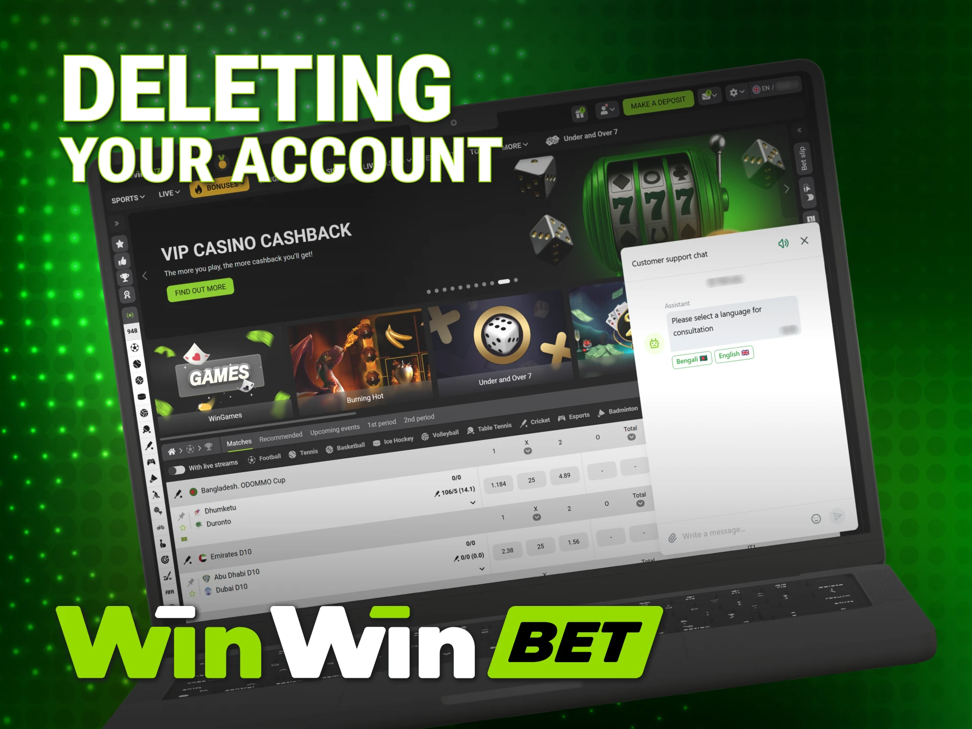 Contact support to manage or delete your WinWin Account safely.