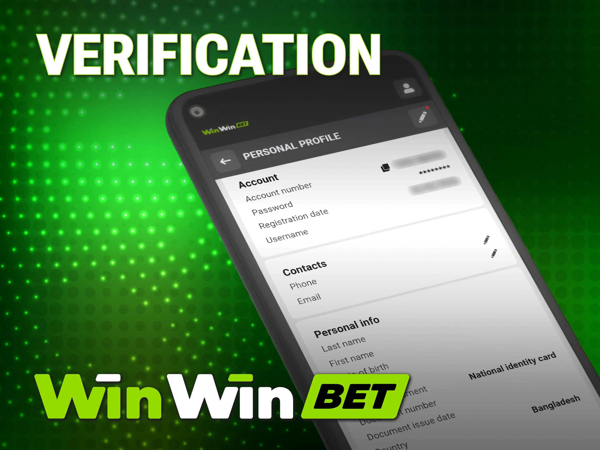 Start the WinWin Verification to confirm your identity and secure funds.