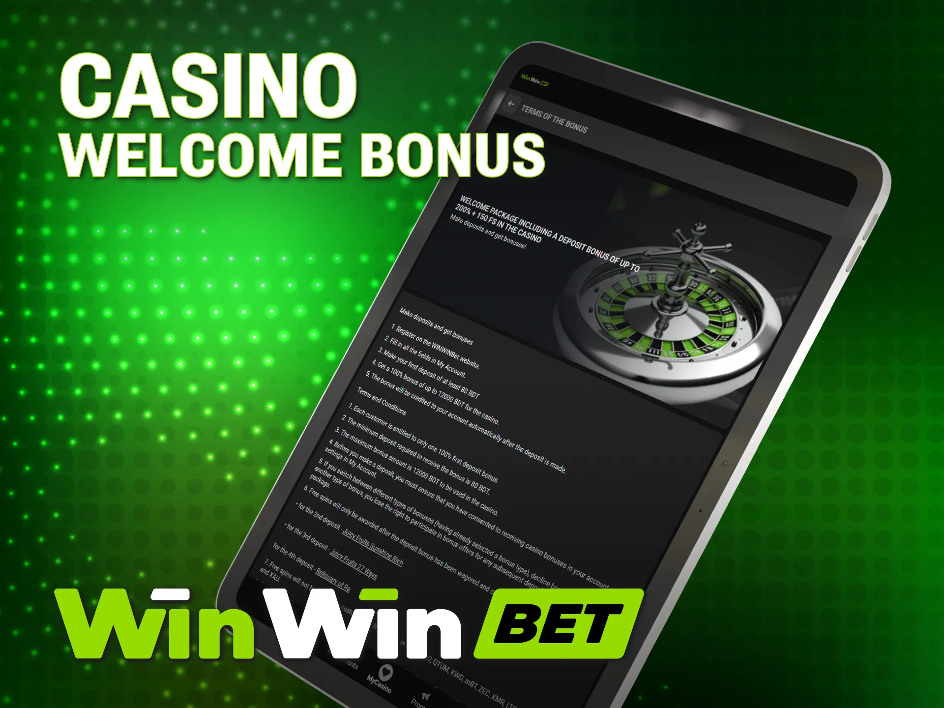 Grab a WinWin Bonus for slots and table games after registration.
