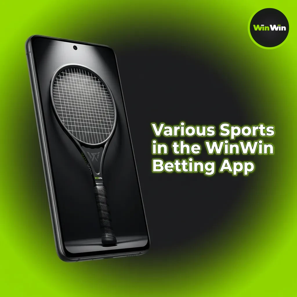 WinWin Betting App interface showing multiple sports options including cricket, football, tennis, basketball, and eSports