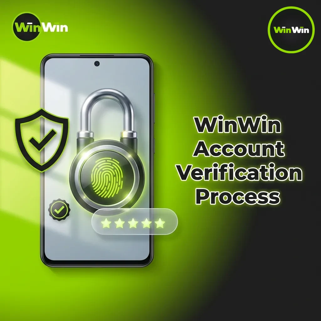Step-by-step guide showing WinWin account verification process with ID upload, address proof, and withdrawal access confirmation.