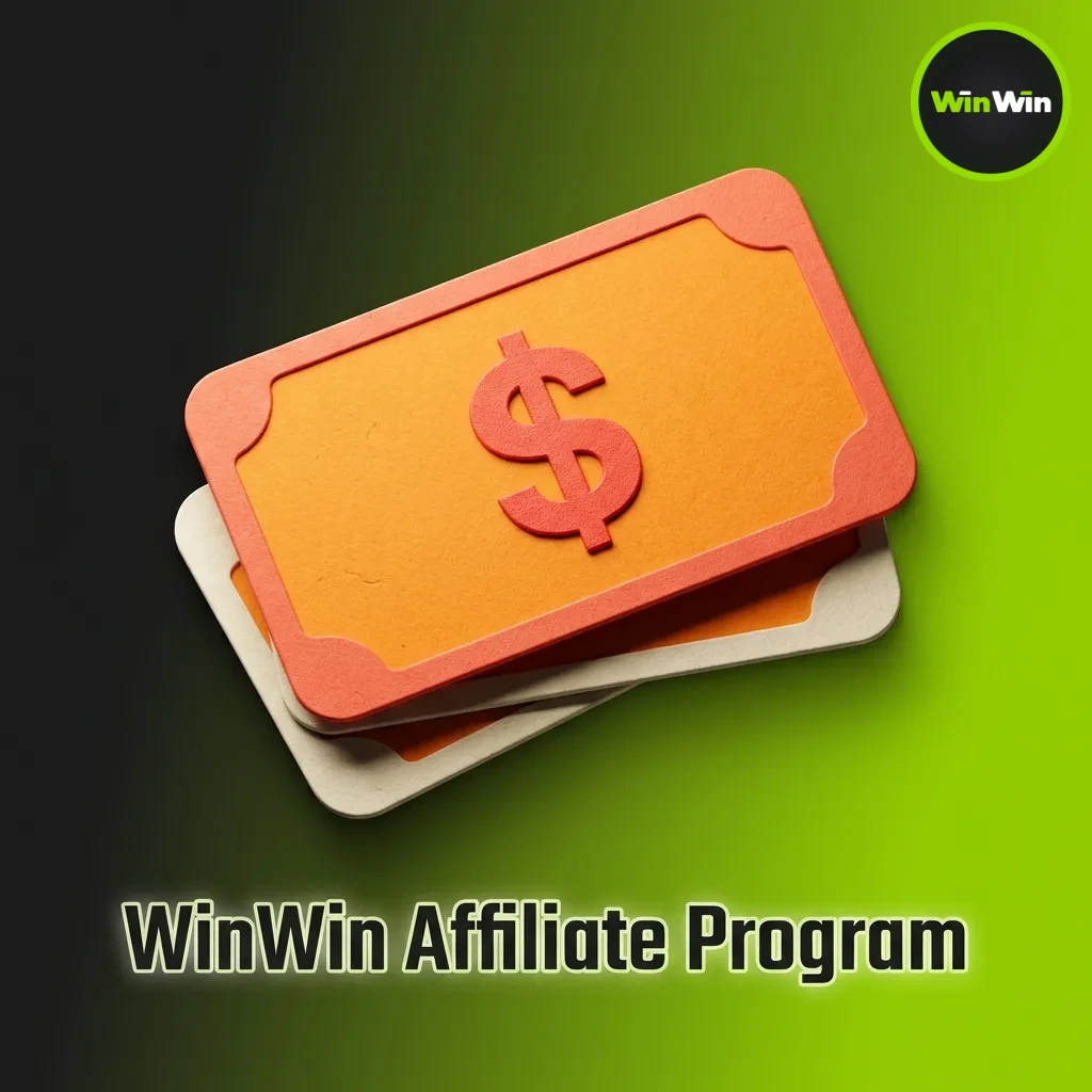 WinWin Affiliate Program dashboard showing commission models, tracking tools, and payment options for referring players