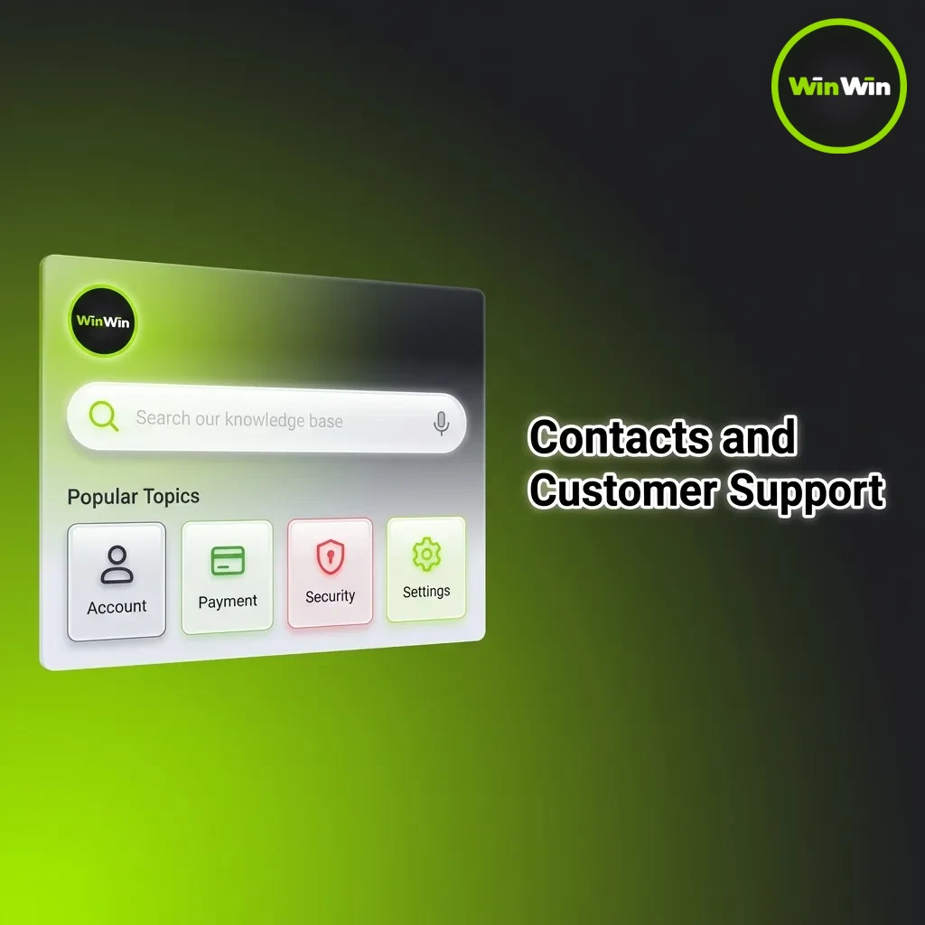 24/7 customer support contact options including live chat, email, Telegram, WhatsApp, and FAQ for WinWin platform users