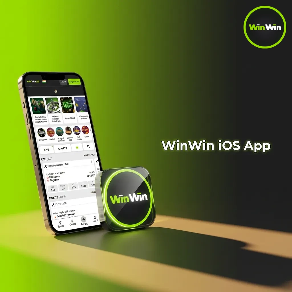 WinWin iOS app interface showing sports betting and casino games on iPhone and iPad devices