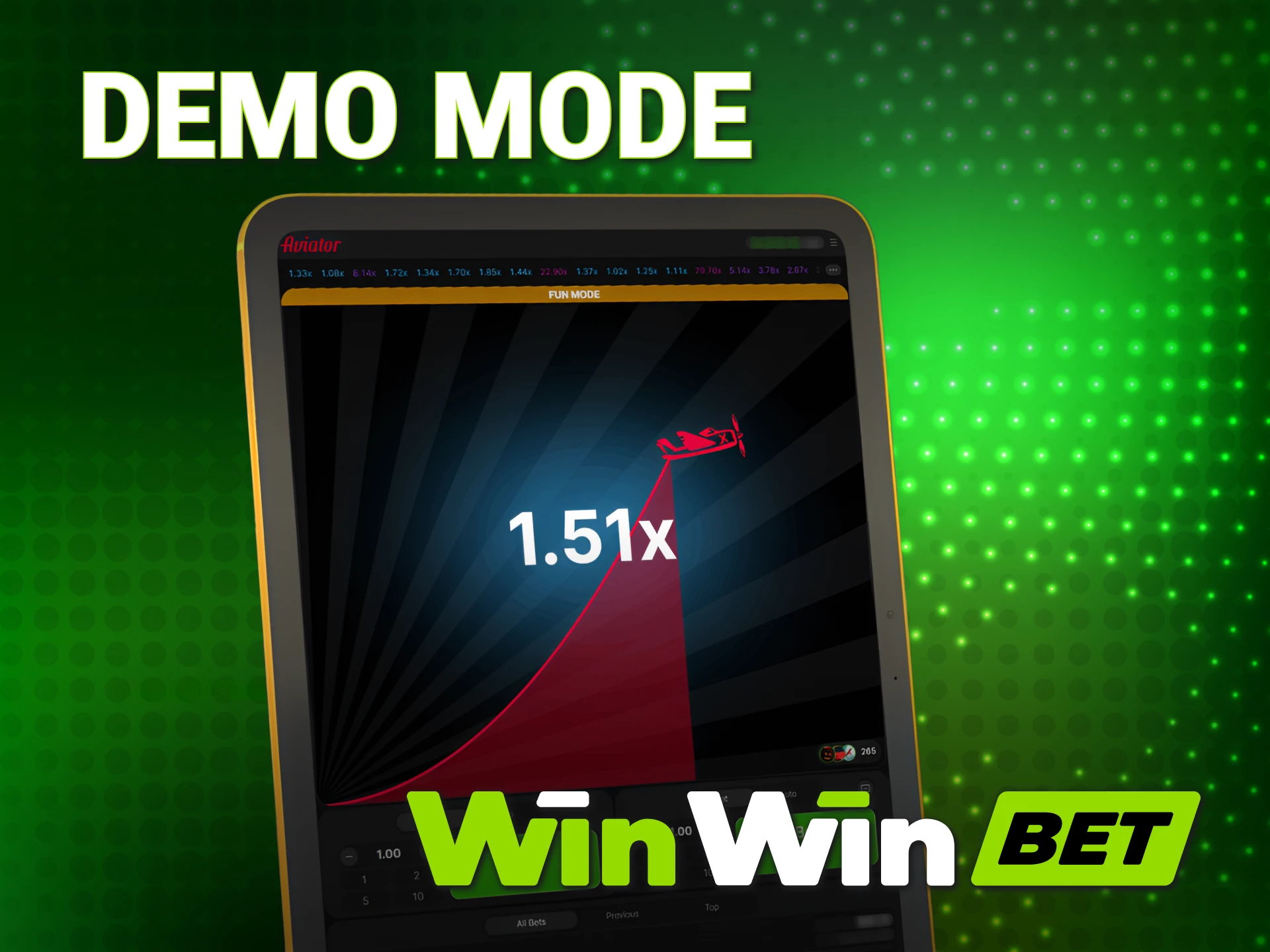 Practice your skills in the WinWin Aviator free demo mode online.