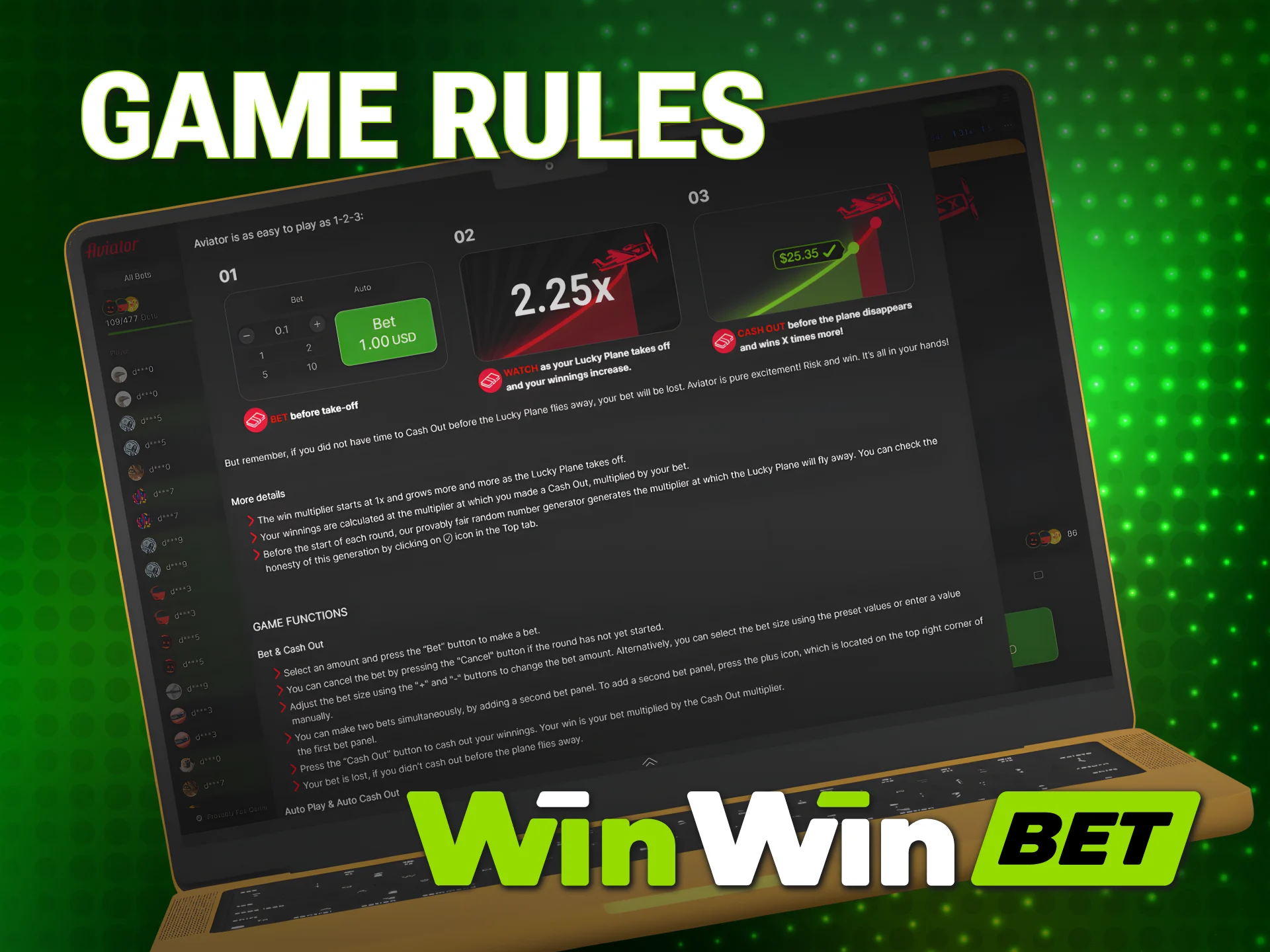 Learn the official WinWin Aviator rules before placing your first bet.