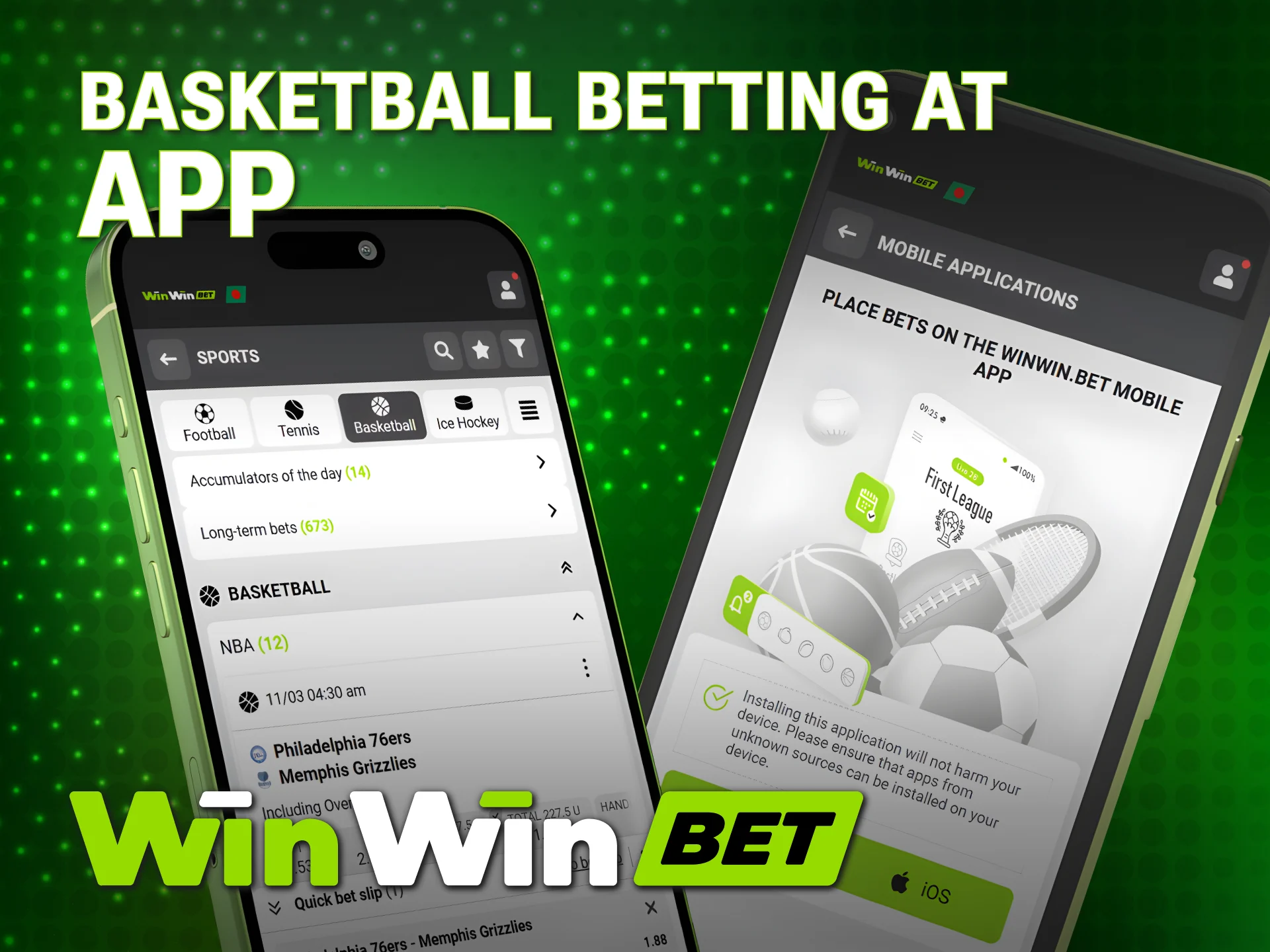 Bet on global WinWin Basketball events via the official mobile app.