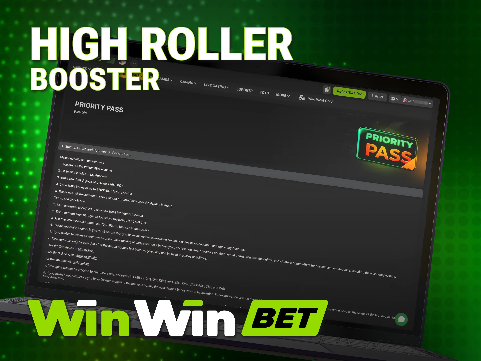 Boost your big stakes with the WinWin Bonuses high roller offer.