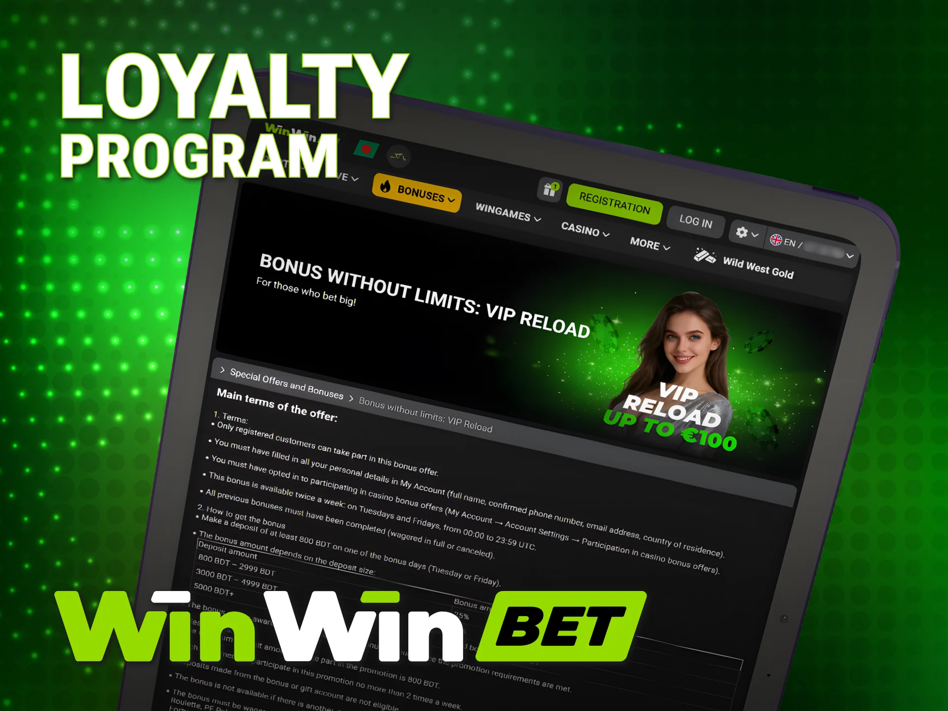 Join the WinWin Bonuses loyalty club and earn exclusive benefits.