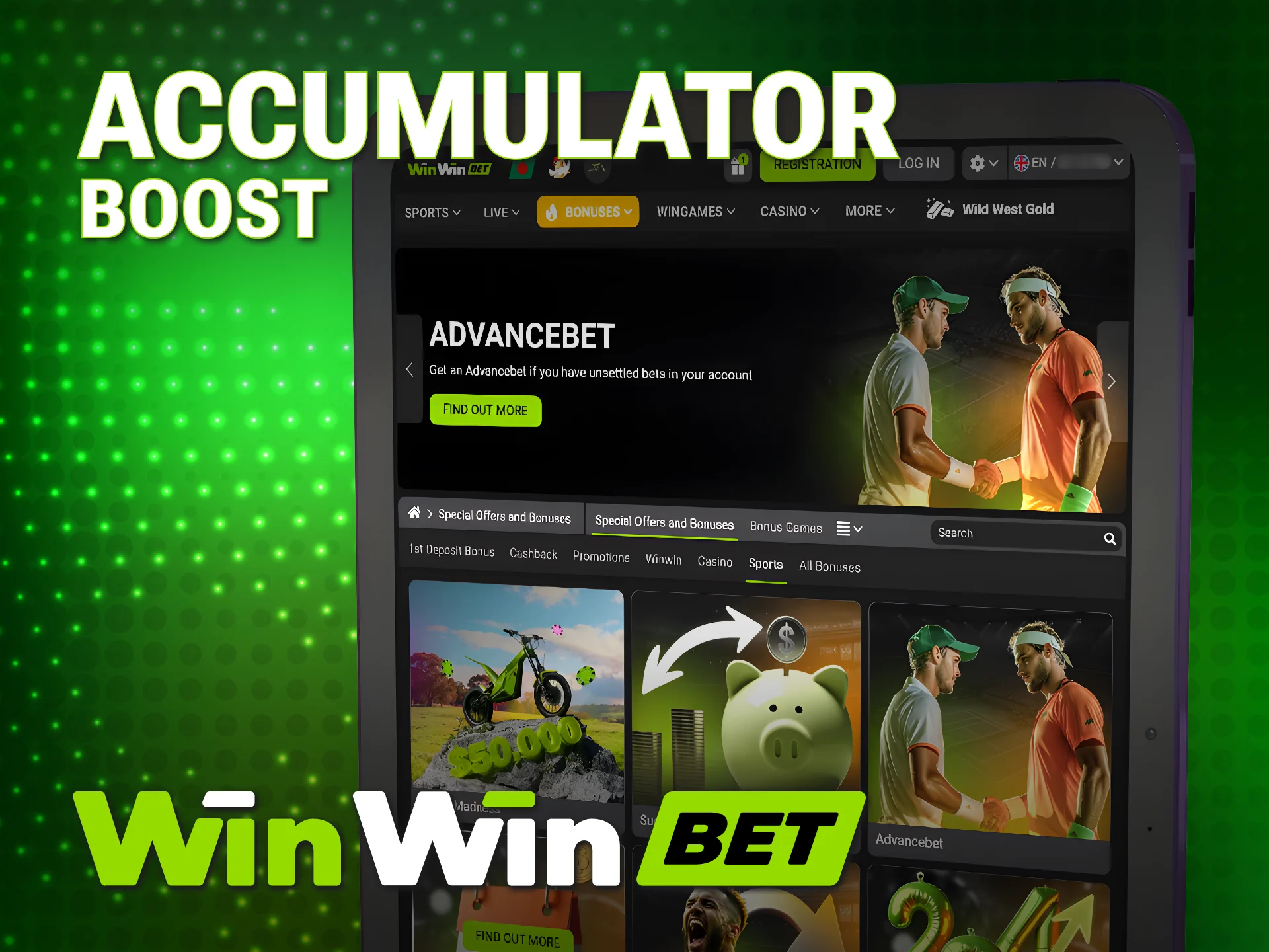 Increase your potential winnings with a WinWin Bonuses accumulator boost.