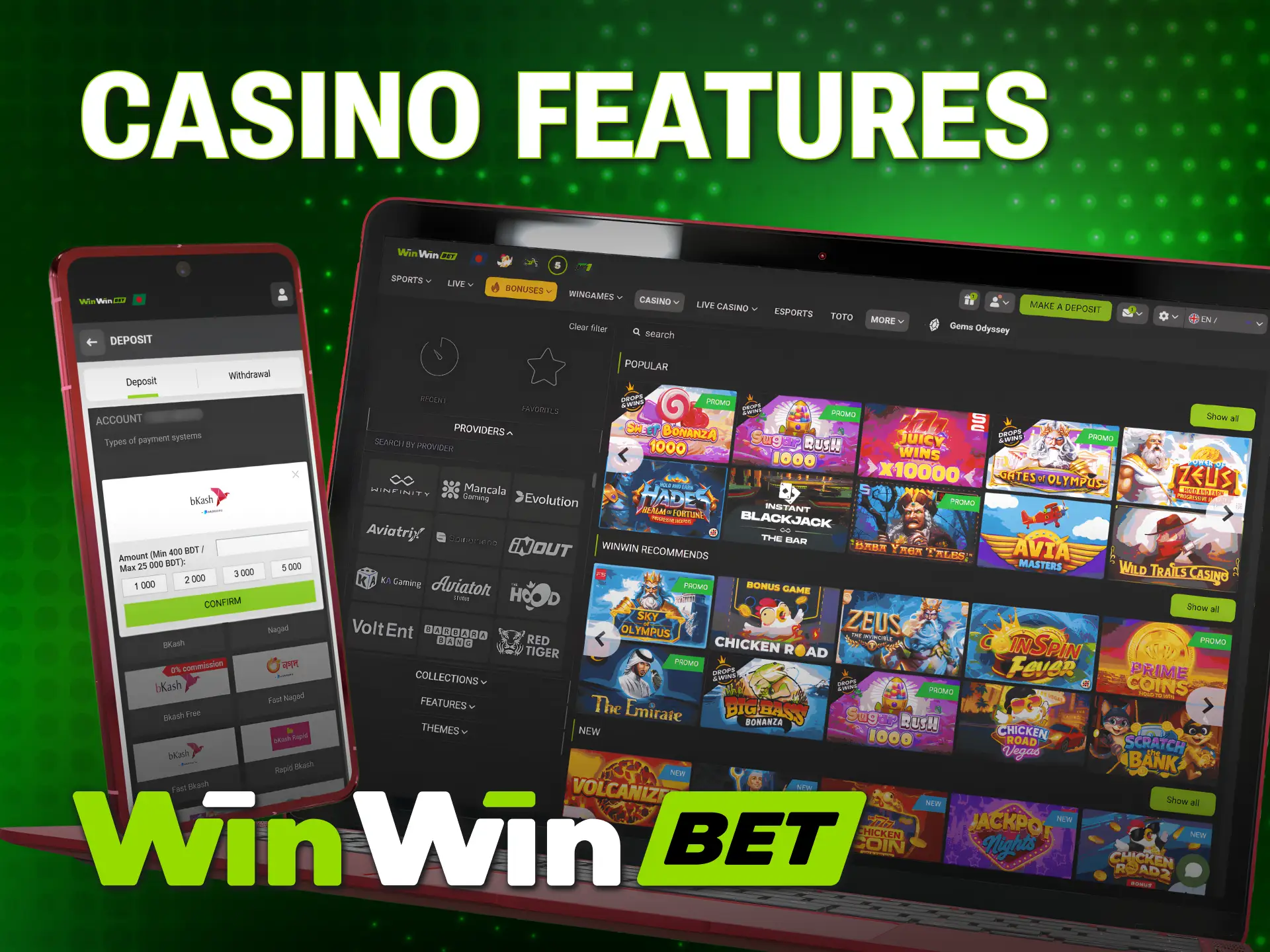 Explore unique WinWin Casino features designed for a premium gaming experience.