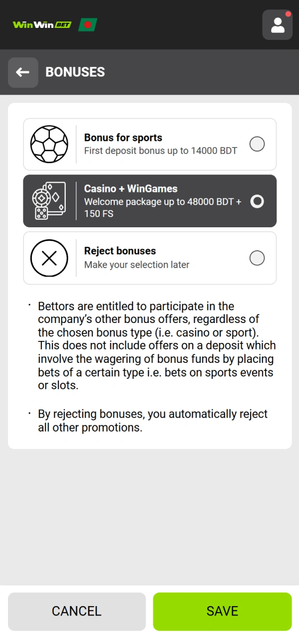 Get your WinWin Casino bonus and boost your initial playing balance.