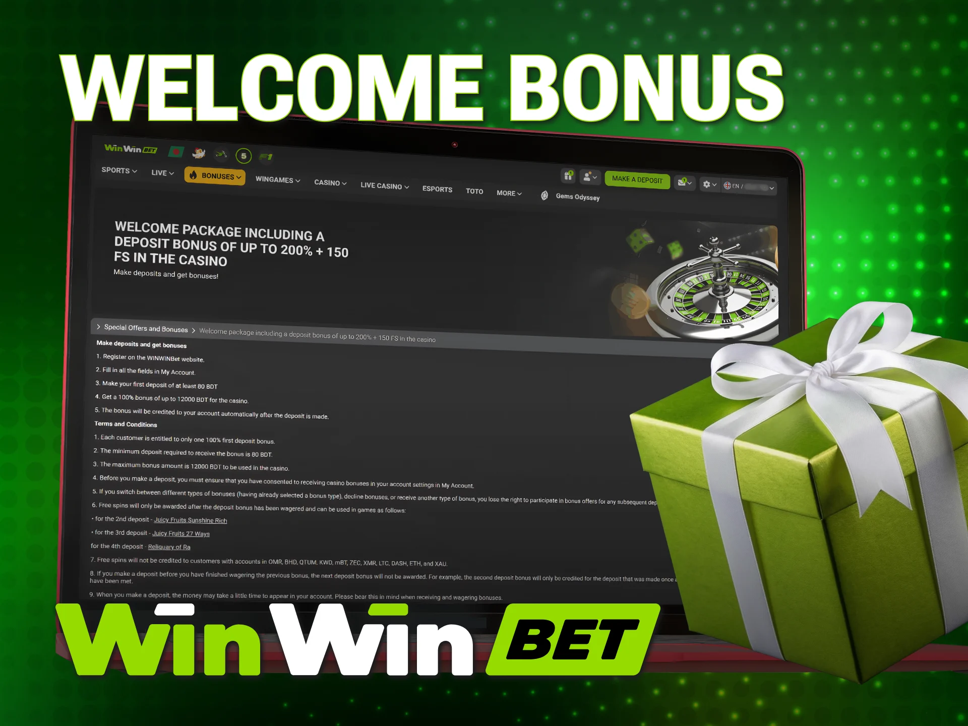 Activate your WinWin Casino welcome bonus and start playing in Bangladesh.