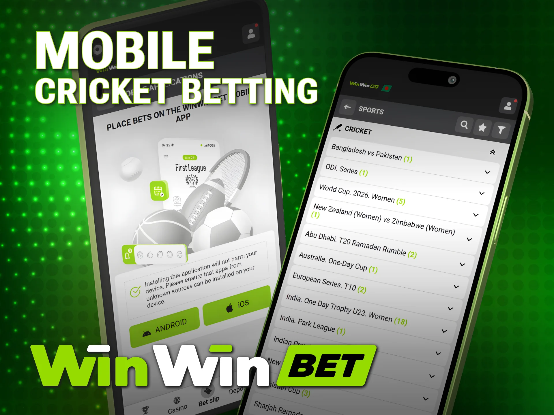 Place your WinWin Cricket wagers using the official mobile application.