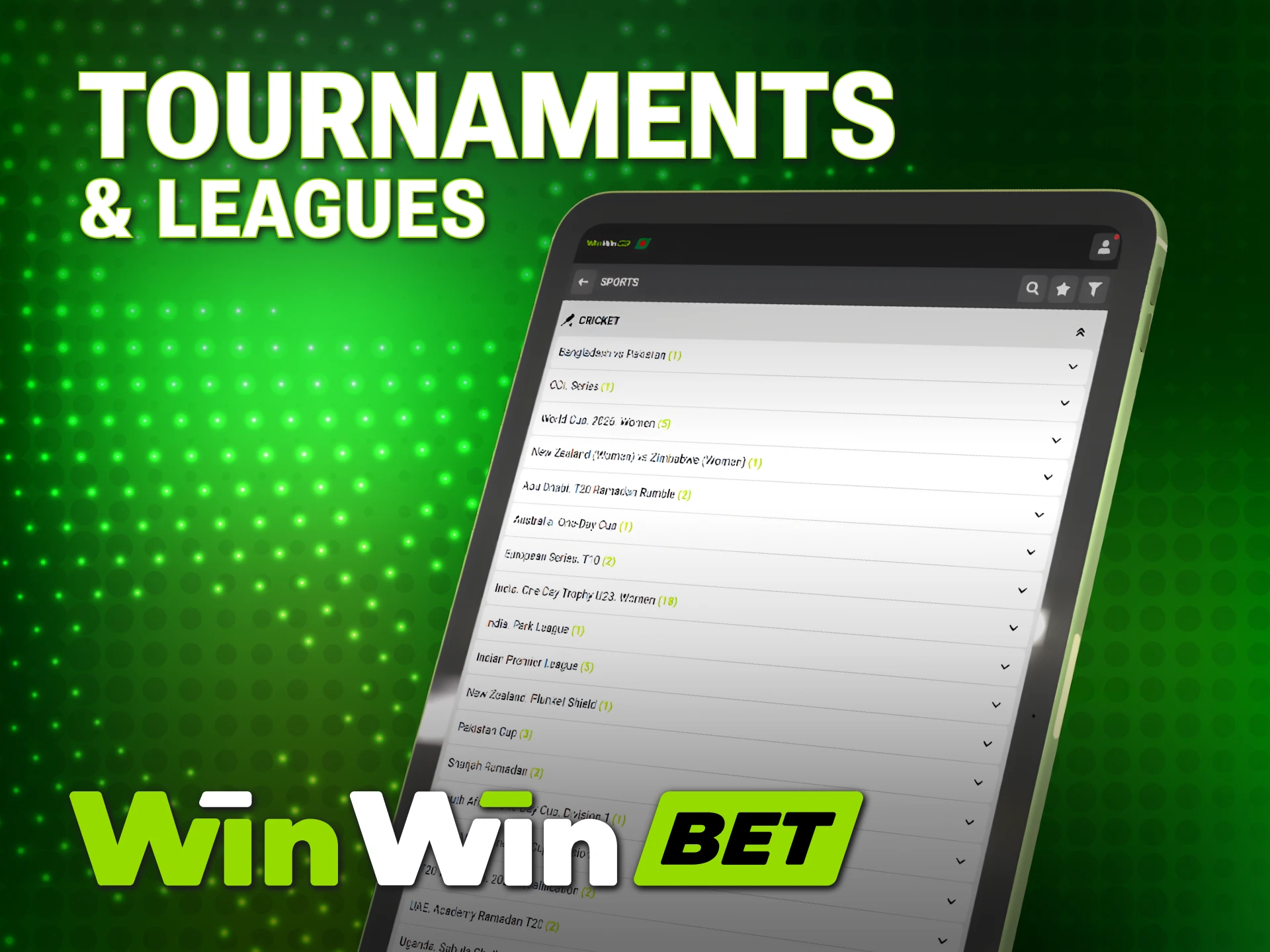Bet on top WinWin Cricket leagues and local tournaments in Bangladesh.