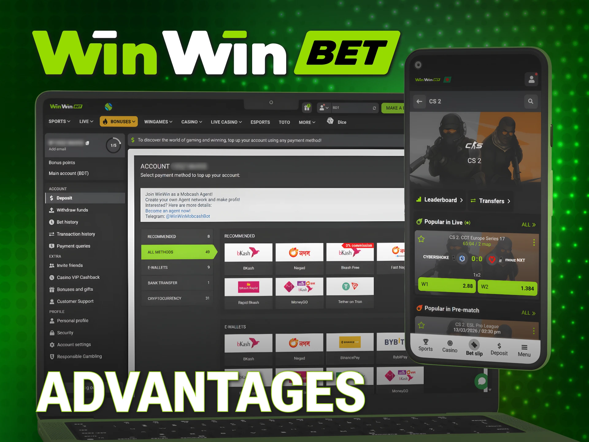 Enjoy secure payouts and diverse markets for WinWin CS2 in Bangladesh.