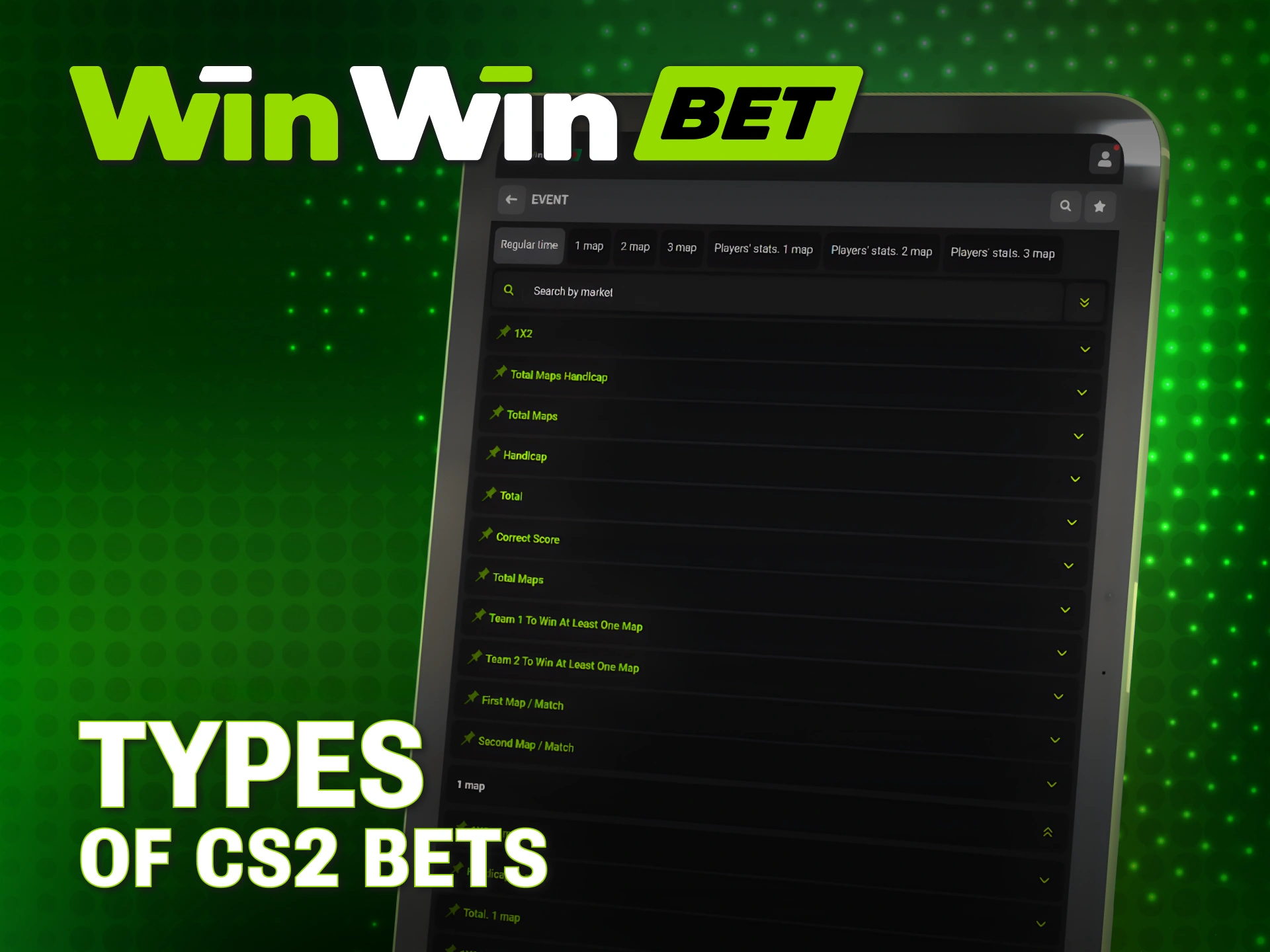 Review the official WinWin CS2 bet types and competitive match odds.