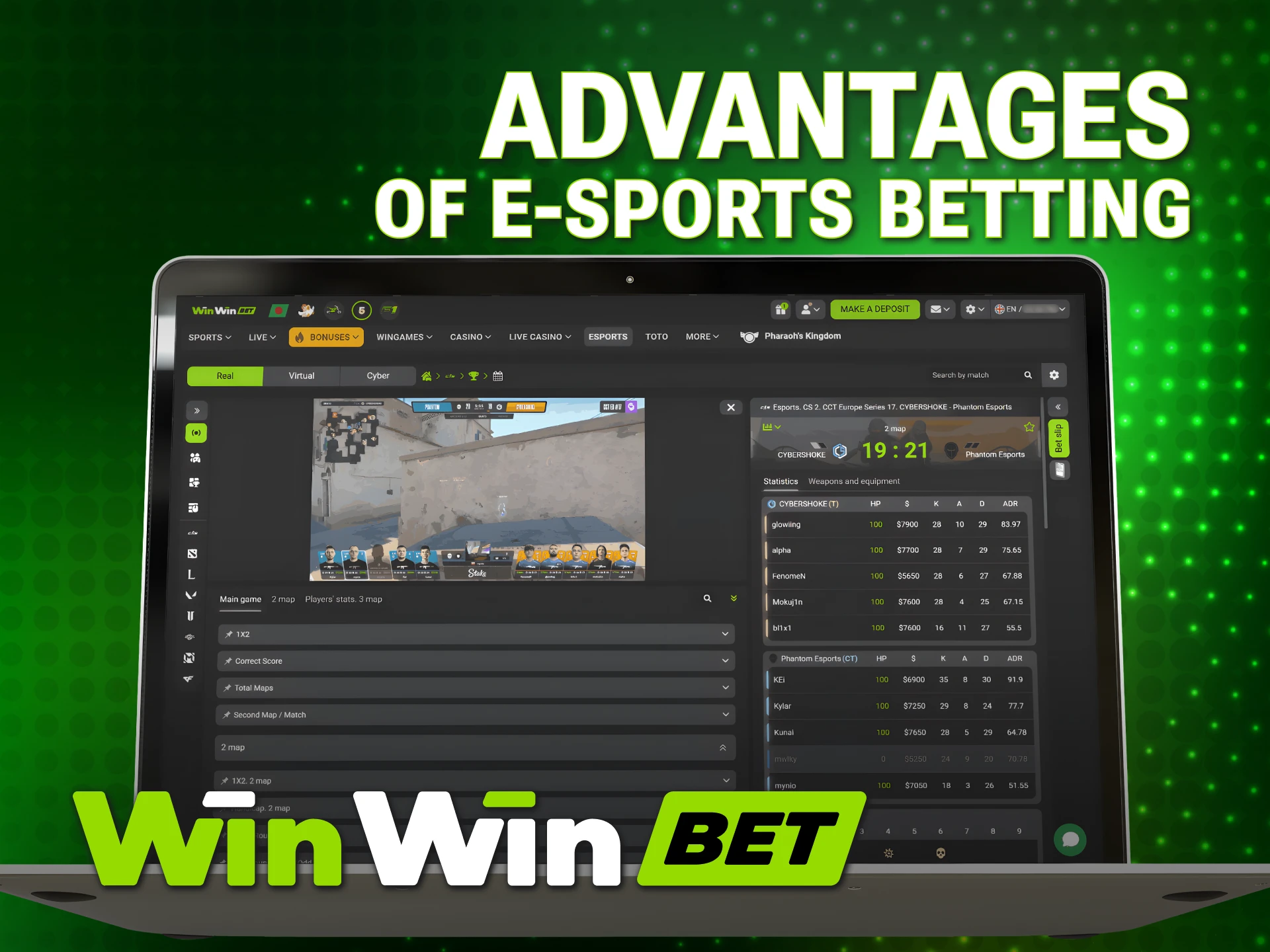 Benefit from real-time odds and deep markets for WinWin Esports fans.