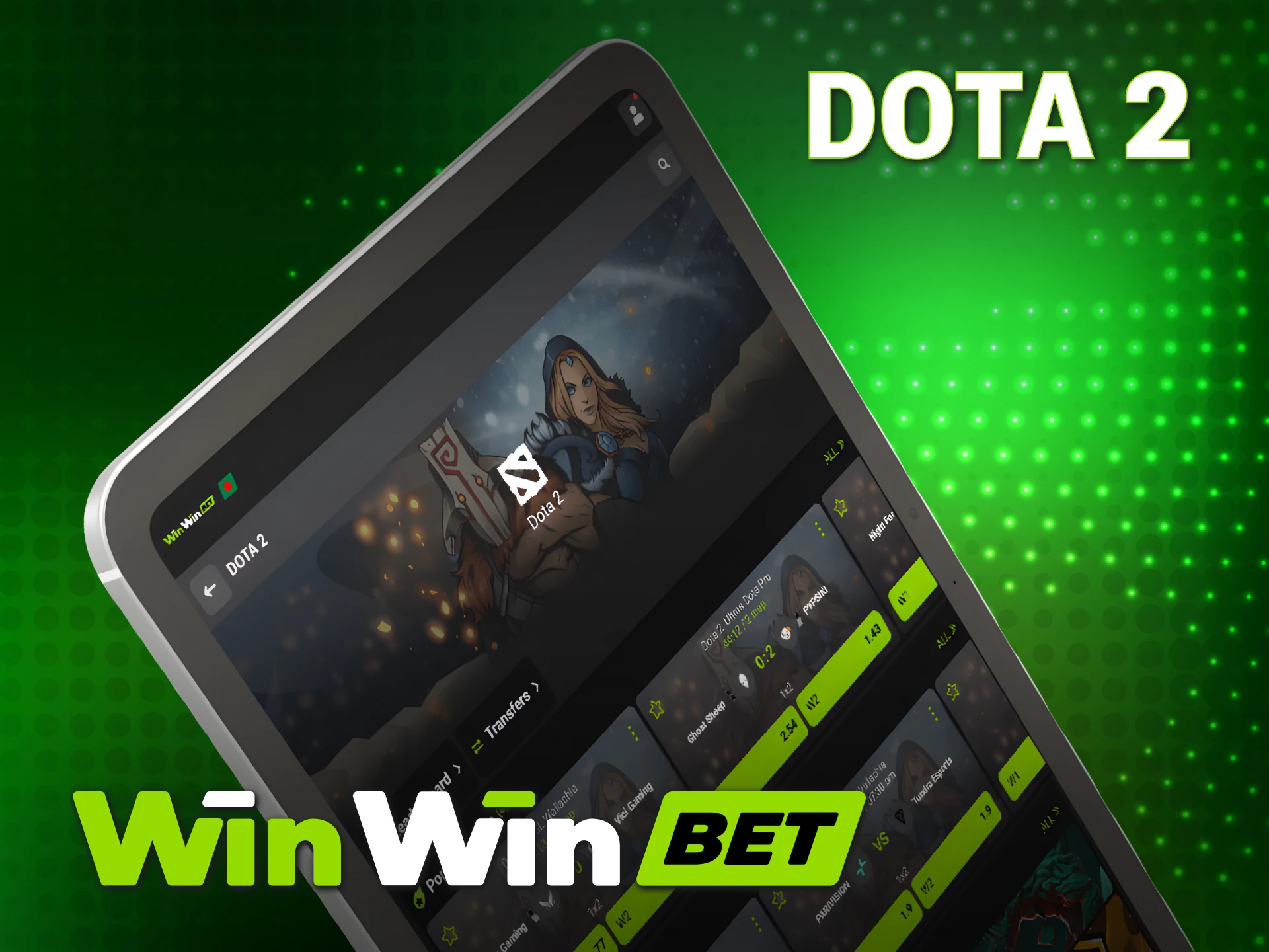 Bet on professional Dota 2 matches using the WinWin Esports platform.
