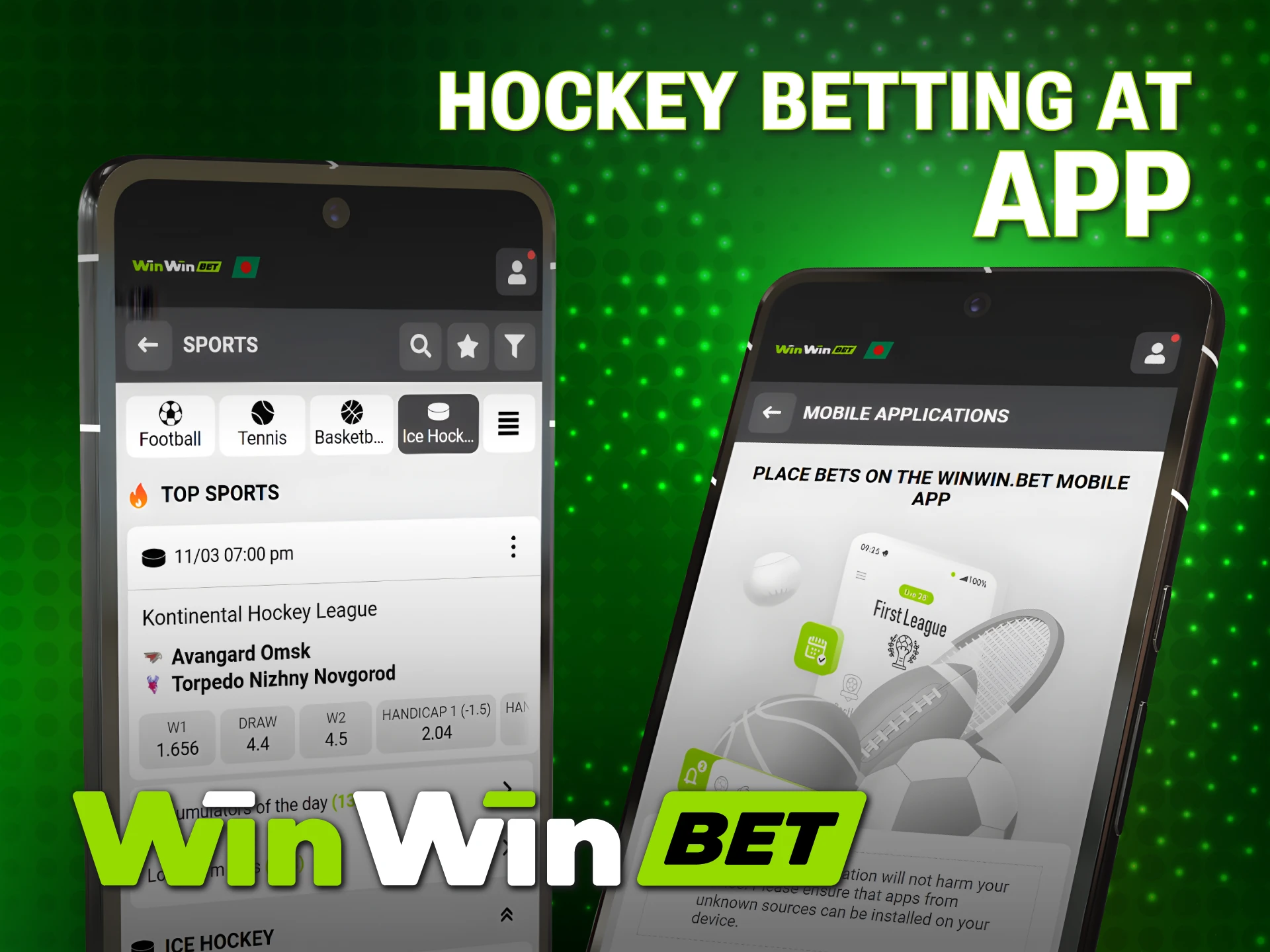 Bet on the NHL and international tournaments via WinWin Hockey app.