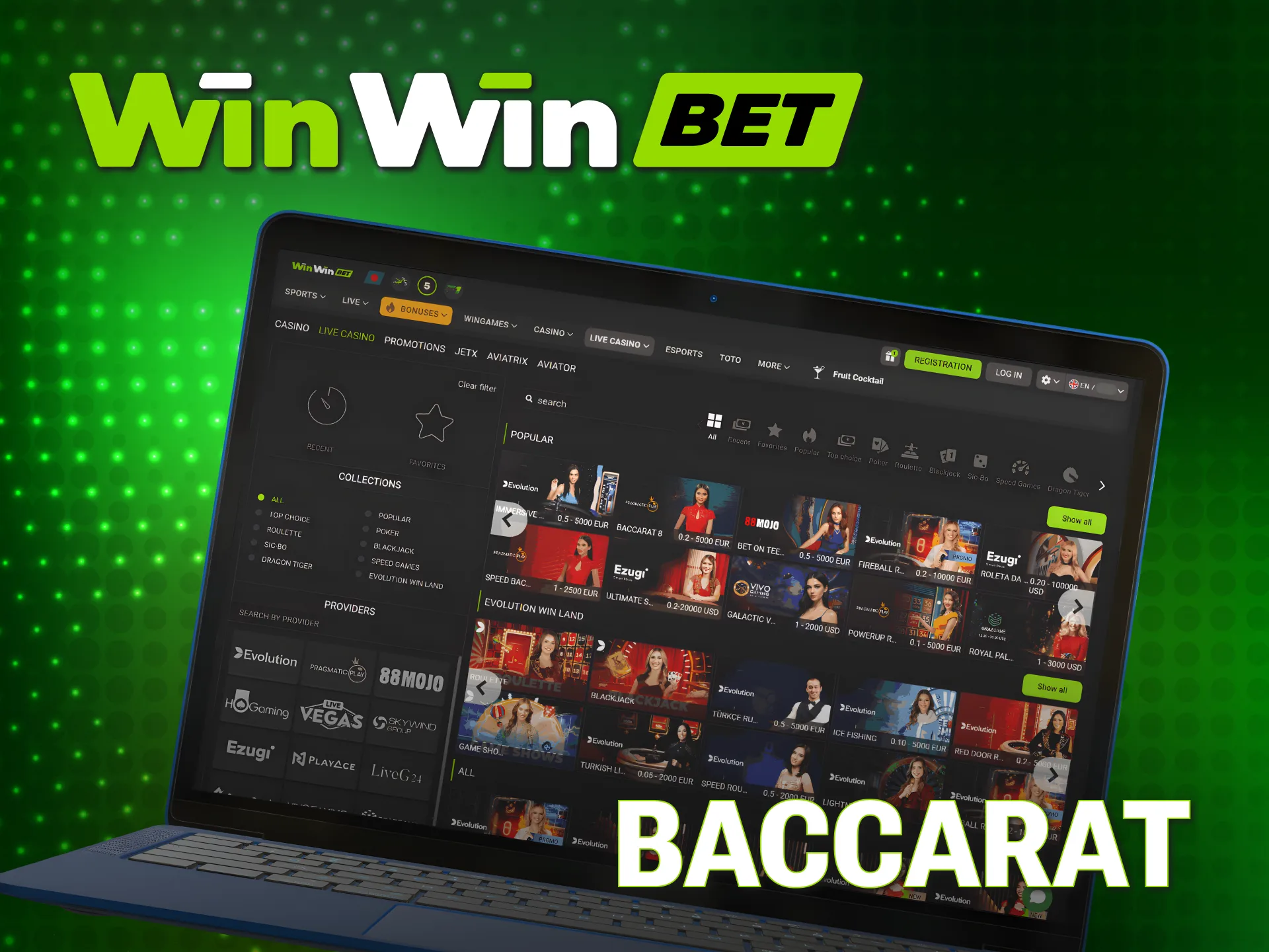 Place your bets on WinWin Live baccarat tables and win big.