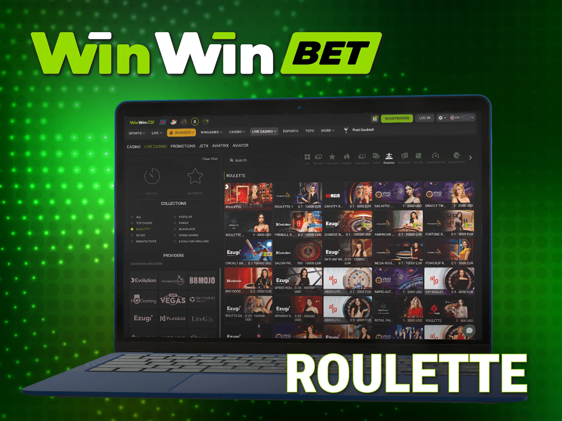 Spin the WinWin Live roulette wheel for an authentic gaming experience.
