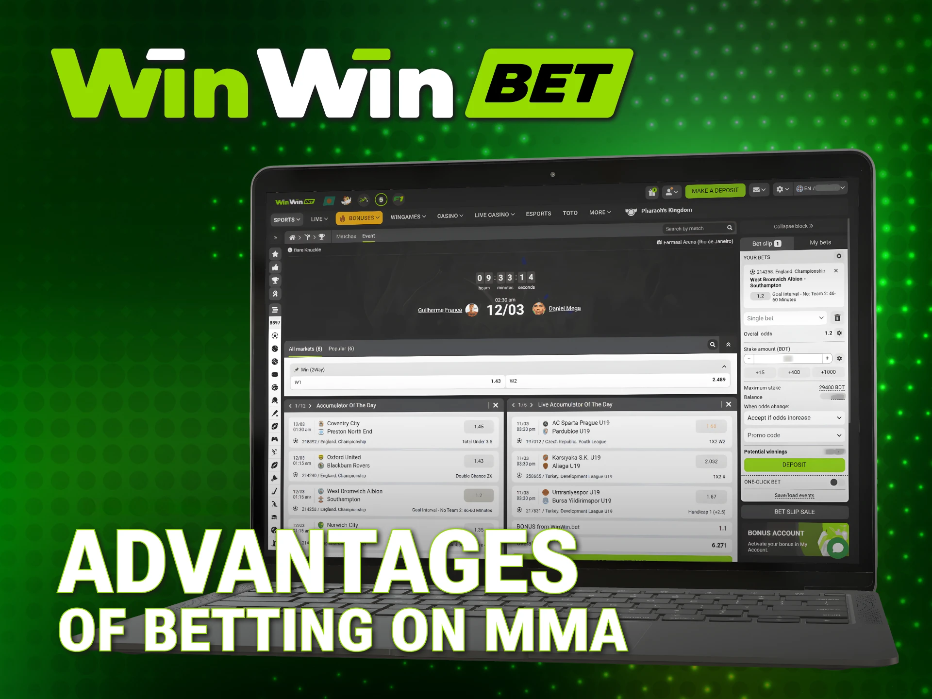 Benefit from competitive WinWin MMA odds and fast withdrawal options.