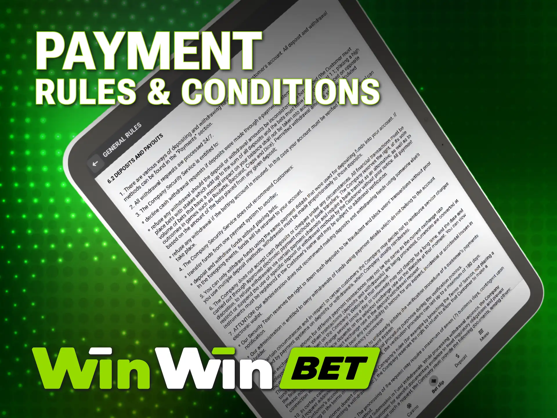 Read the official WinWin Payments terms and conditions for secure transactions.