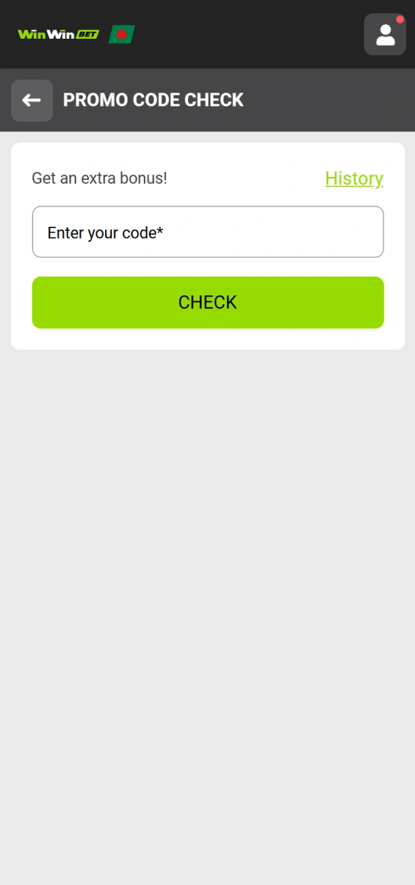 Input the valid WinWin Promo Code into the activation field.