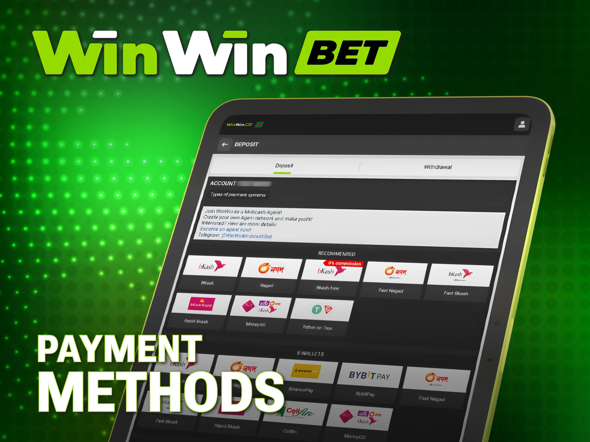 Use convenient payment options to manage your WinWin Slots balance securely.