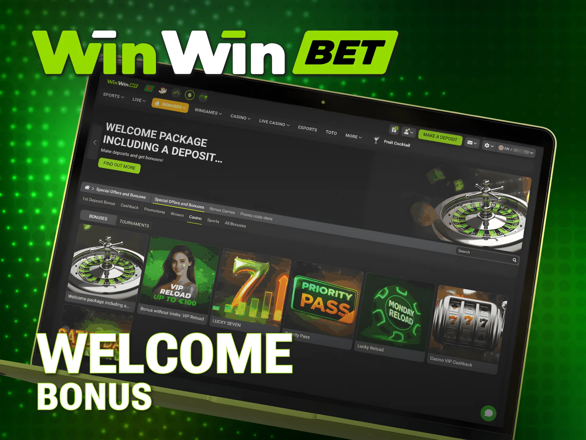 Get a massive WinWin Slots bonus to play top casino titles.