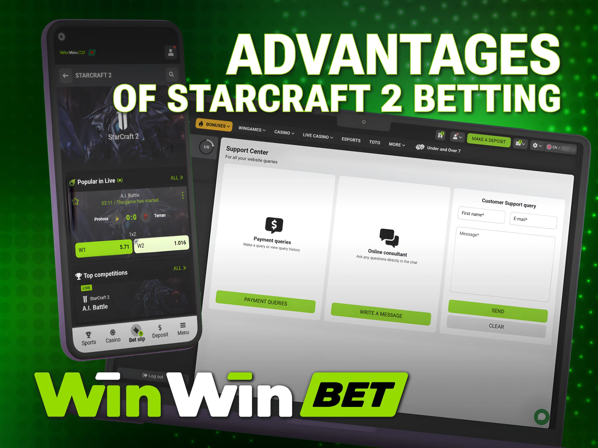 Experience high-speed betting and deep lines for WinWin StarCraft 2.