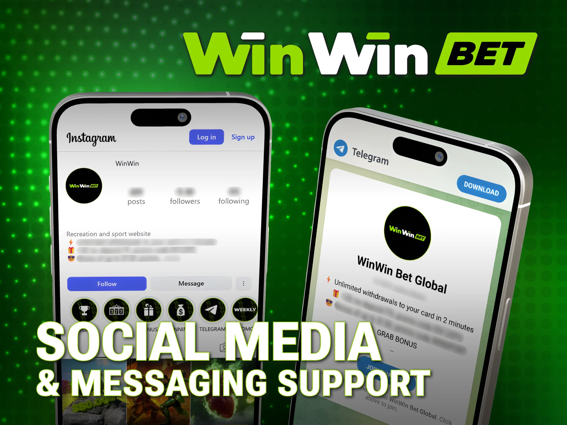 Message WinWin Support on social platforms for fast mobile responses.