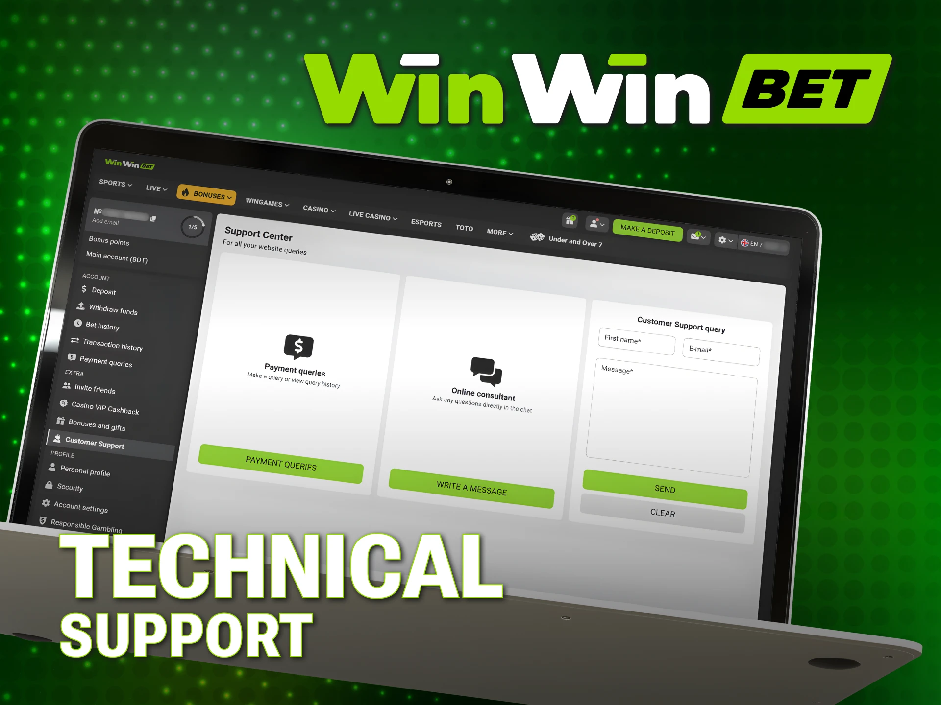 Get help from WinWin Support for app or website technical problems.
