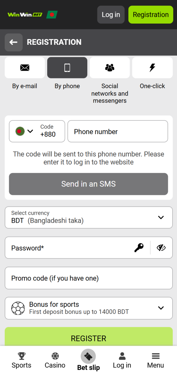 Sign up and start the WinWin Welcome Bonus activation process.