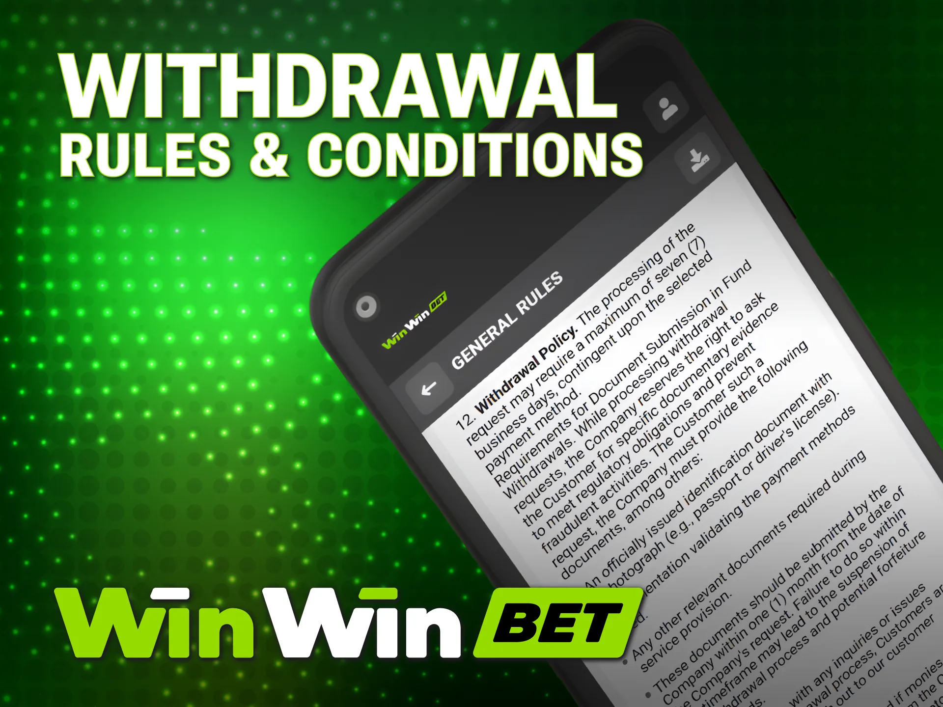 Review the official WinWin Withdrawal terms for players in Bangladesh.