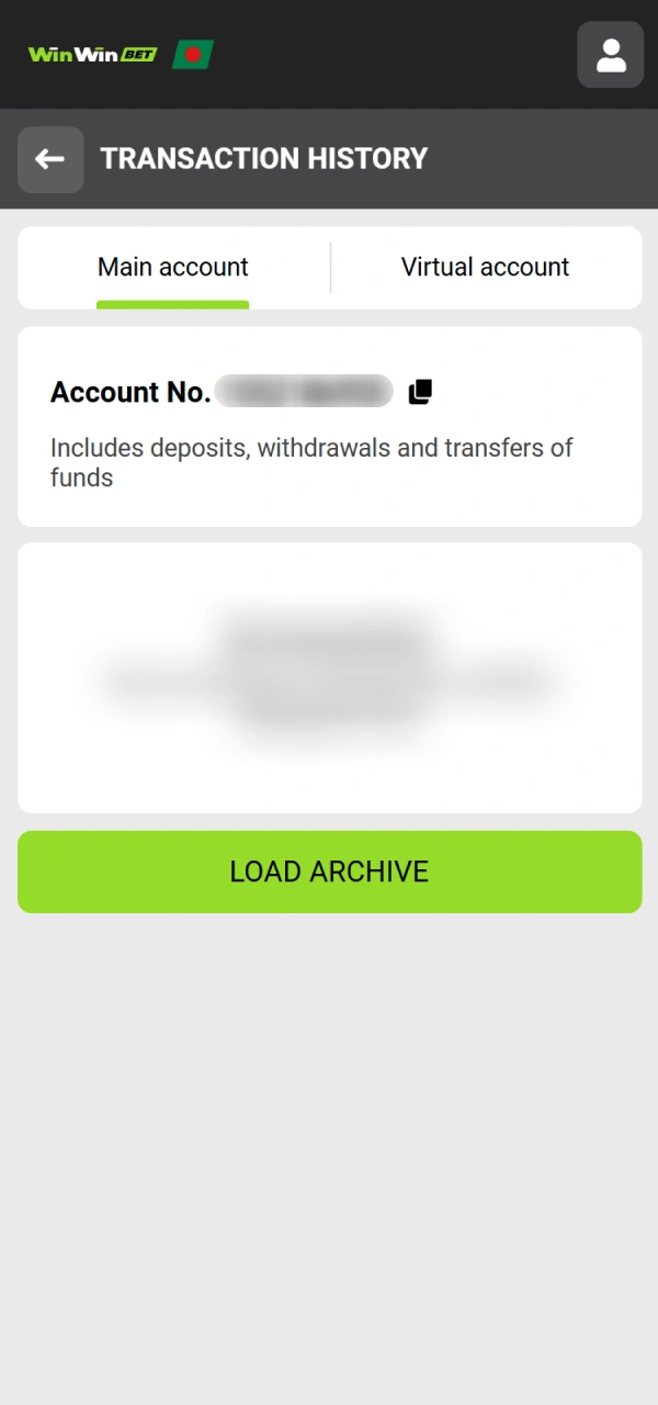 Monitor your request to Withdraw funds in the WinWin transaction history.